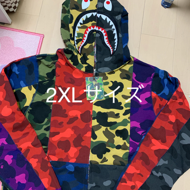 A BATHING APE(アベイシングエイプ)の希少2XL新品！19ss  BAPEミックスカモクレイジーシャークパーカー メンズのトップス(パーカー)の商品写真