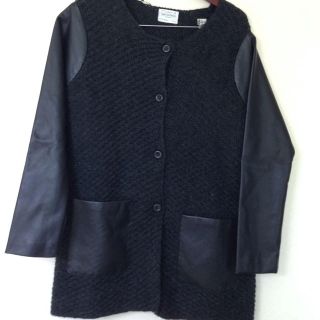 ザラキッズ(ZARA KIDS)のザラ レザーニットカーディガン(ノーカラージャケット)