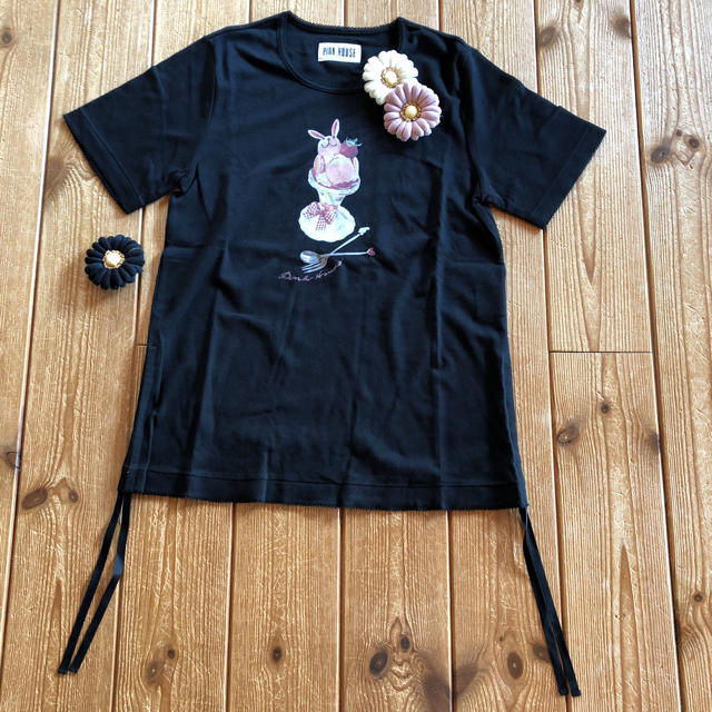 PINK HOUSE(ピンクハウス)のスイーツうさぎさんＴシャツ🍧🐰たくし上げ付き🍓 レディースのトップス(Tシャツ(半袖/袖なし))の商品写真