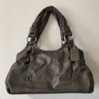 コーチ(COACH)のCOACH レザー ショルダーバッグ ハンドバッグ グレー(ハンドバッグ)