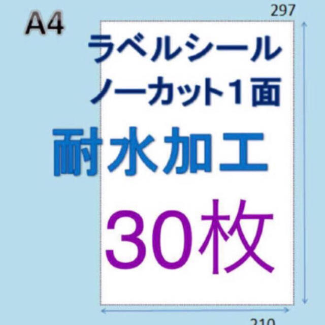 ★雨に強い！  ★30枚 耐水加工 ラベルシール A4 宛名シール⭐︎ インテリア/住まい/日用品のオフィス用品(オフィス用品一般)の商品写真