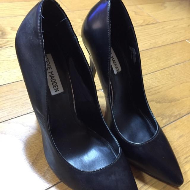 Steve Madden(スティーブマデン)のシンプル 黒革 ハイヒール ピンヒール レディースの靴/シューズ(ハイヒール/パンプス)の商品写真