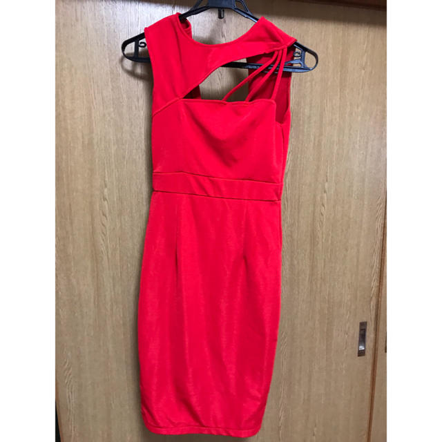 ドレス 赤 レッド レディースのワンピース(ひざ丈ワンピース)の商品写真