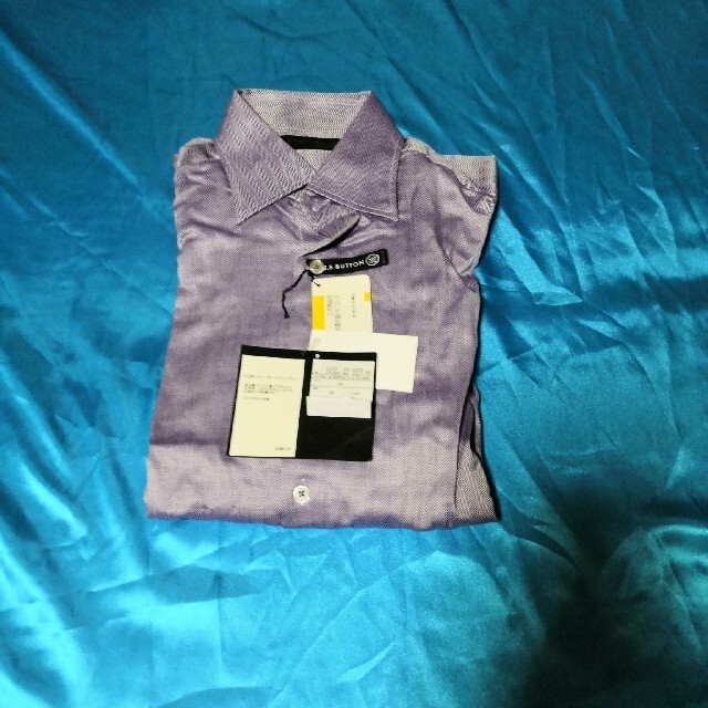 Calvin Klein(カルバンクライン)の新品未使用オンワード ヘリンボーンシャンブレー光沢紫 メンズのトップス(シャツ)の商品写真