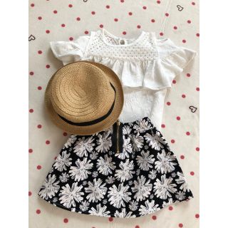 ザラキッズ(ZARA KIDS)のオフショルダートップス＆フラワー柄スカート上下(その他)