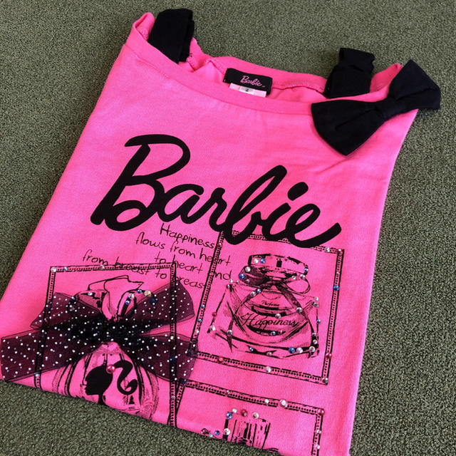 Barbie(バービー)の未使用バービー2/160cmキラキラピンクリボンTシャツ キッズ/ベビー/マタニティのキッズ服女の子用(90cm~)(Tシャツ/カットソー)の商品写真