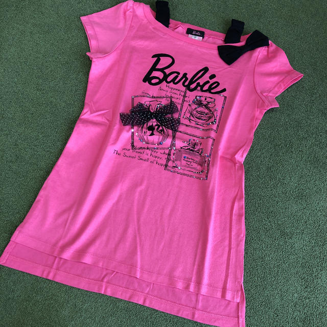 Barbie(バービー)の未使用バービー2/160cmキラキラピンクリボンTシャツ キッズ/ベビー/マタニティのキッズ服女の子用(90cm~)(Tシャツ/カットソー)の商品写真