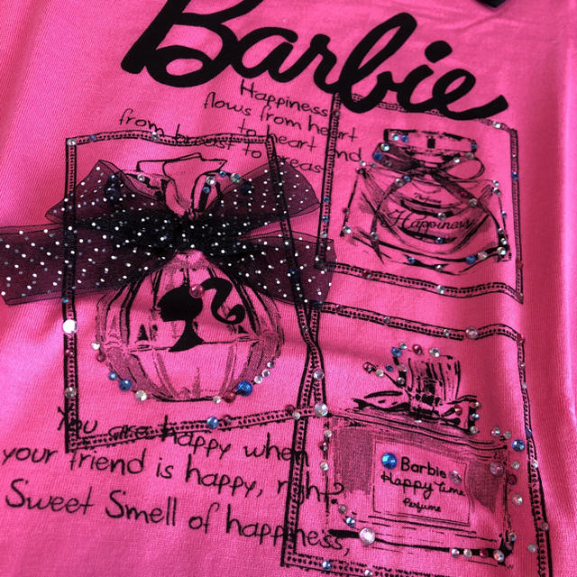 Barbie(バービー)の未使用バービー2/160cmキラキラピンクリボンTシャツ キッズ/ベビー/マタニティのキッズ服女の子用(90cm~)(Tシャツ/カットソー)の商品写真