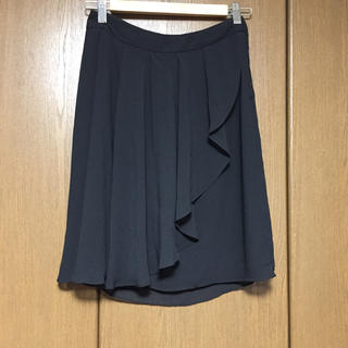 エイチアンドエム(H&M)のH&M シフォンドレープスカート♡(ブラック)(ひざ丈スカート)