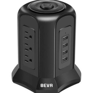 タワー型電源タップ  9個AC口（100-125V）＋4個USBポート(PC周辺機器)