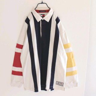 トミーヒルフィガー(TOMMY HILFIGER)の激レア 希少 US トミーヒルフィガー 肉厚 長袖 ラガーシャツ L(ポロシャツ)