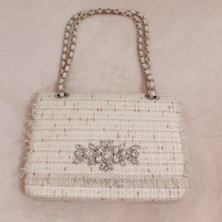 レディー(Rady)のRady ジュエリー ツイード チェーンバッグ 白 美品(ショルダーバッグ)