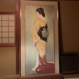 肉筆 日本画 美人画 日展作品 昭和(絵画/タペストリー)