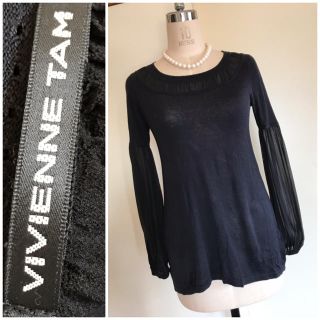 ヴィヴィアンタム(VIVIENNE TAM)の美品☆ヴィヴィアン タム 上質シルク混薄手可愛いニットトップス(ニット/セーター)