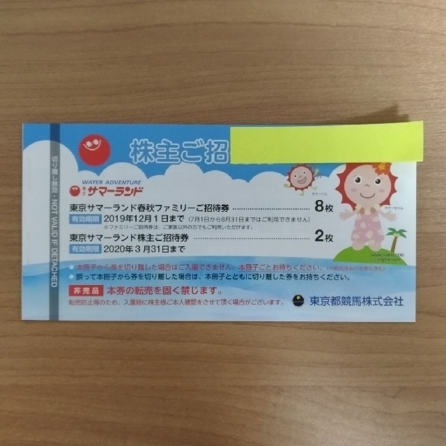 東京都競馬 株主優待 1セット チケットの施設利用券(その他)の商品写真