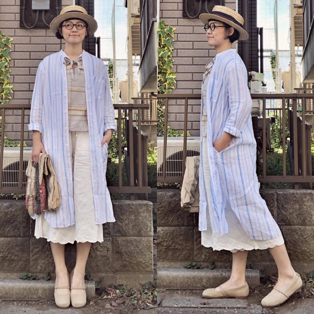 日本製 ネストローブ  nest robe ホワイト裾刺繍ワイドパンツ リネン