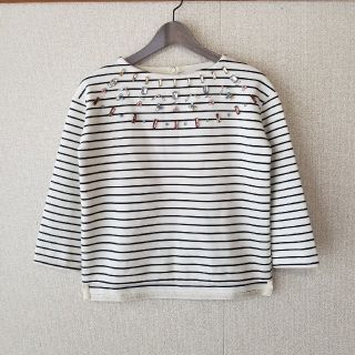 ザラ(ZARA)のZARA ボーダービジューカットソー(カットソー(長袖/七分))