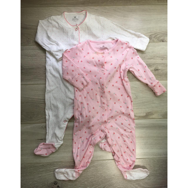 NEXT(ネクスト)のnext baby 足付き カバーオール 60-70 2点セット 女の子 キッズ/ベビー/マタニティのベビー服(~85cm)(カバーオール)の商品写真