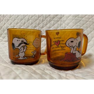 スヌーピー(SNOOPY)のPlaza限定 スヌーピーデュラレックスマグカップ 茶(グラス/カップ)