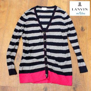 ランバンオンブルー(LANVIN en Bleu)の一味違う!【LANVIN en Bleu】ﾎﾞｰﾀﾞｰｶｰﾃﾞｨｶﾞﾝ 送料込(カーディガン)