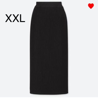 ユニクロ(UNIQLO)のリブ タイトロングスカート BLACK   XXL(ロングスカート)