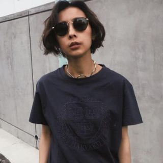 アメリヴィンテージ(Ameri VINTAGE)のHARVARD UNIVERSITY EMBROIDERY TEE  グレー(Tシャツ(半袖/袖なし))