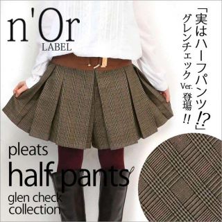 n'Or◆グレンチェックプリーツハーフパンツ　オシャレウォーカー(ハーフパンツ)