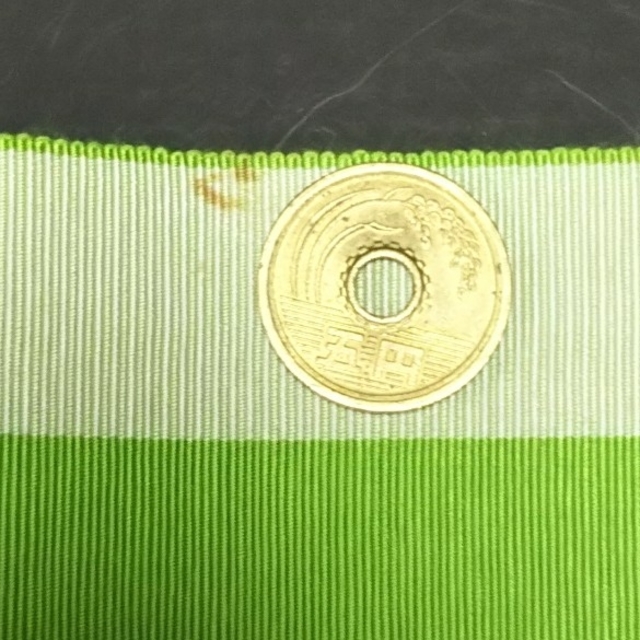 和装  絹  半幅帯  黄緑 レディースの水着/浴衣(浴衣帯)の商品写真
