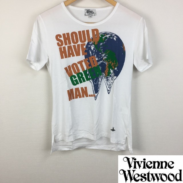 Vivienne Westwood(ヴィヴィアンウエストウッド)の美品 ヴィヴィアンウエストウッドマン 半袖Tシャツ ホワイト サイズ44 メンズのトップス(Tシャツ/カットソー(半袖/袖なし))の商品写真