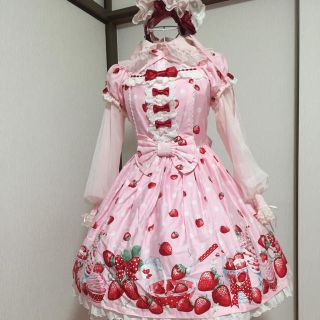 アンジェリックプリティー(Angelic Pretty)のMilky Berry ワンピース ピンク(ひざ丈ワンピース)