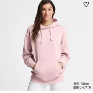 ユニクロ(UNIQLO)のユニクロ ビッグスウェットプルパーカー ピンクs(パーカー)