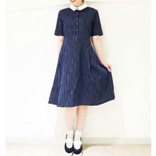 ザラ(ZARA)のレトロストライプワンピース(ひざ丈ワンピース)