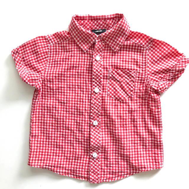 H&M(エイチアンドエム)のH&M ギンガムチェック シャツ 赤 90 キッズ/ベビー/マタニティのキッズ服女の子用(90cm~)(ブラウス)の商品写真