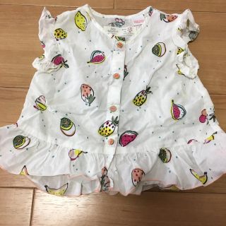 ザラキッズ(ZARA KIDS)のZARA ベビー フルーツ柄 フリル ペプラム トップス 80センチ(シャツ/カットソー)