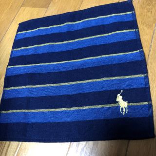 ラルフローレン(Ralph Lauren)のラルフローレン 紺色藍色 ホースロゴ刺繍 タオルハンカチ(ハンカチ/ポケットチーフ)