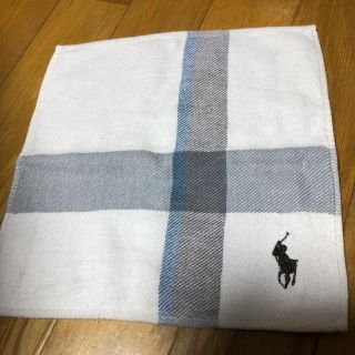 ラルフローレン(Ralph Lauren)のラルフローレン タオルハンカチ 白xグレーロゴ刺繍(ハンカチ/ポケットチーフ)