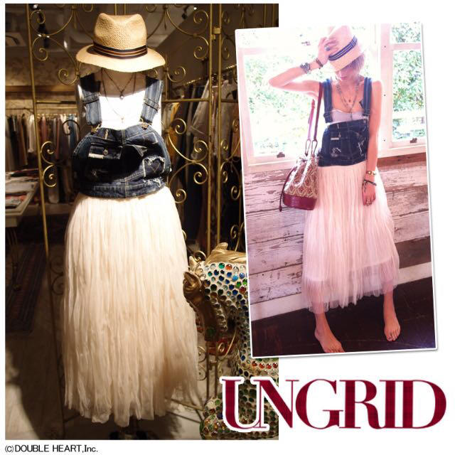 Ungrid(アングリッド)のUngrid★デニムチュールサロペ レディースのワンピース(ロングワンピース/マキシワンピース)の商品写真