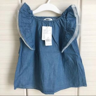 グローバルワーク(GLOBAL WORK)の新品♡グローバルワーク M デニム 肩フリル トップス(Tシャツ/カットソー)