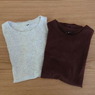 ユニクロ(UNIQLO)のスーピマコットンコットンリブクルーネックT ２セット(Tシャツ(半袖/袖なし))