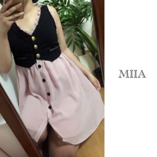 ミーア(MIIA)の送込✨MIIAベスト風フリルミニワンピ(ミニワンピース)