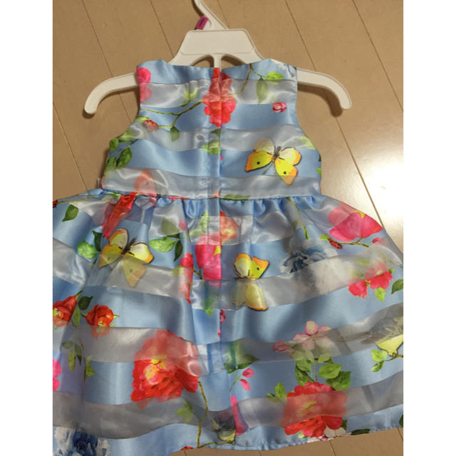 ☆ブルーオーガンジー フラワープリント kis用 ワンピース☆ キッズ/ベビー/マタニティのキッズ服女の子用(90cm~)(ワンピース)の商品写真