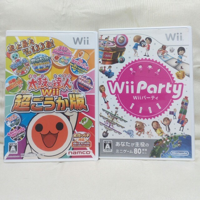 Wii(ウィー)の太鼓の達人 超ごうか版・wiiパーティ　セット エンタメ/ホビーのゲームソフト/ゲーム機本体(家庭用ゲームソフト)の商品写真