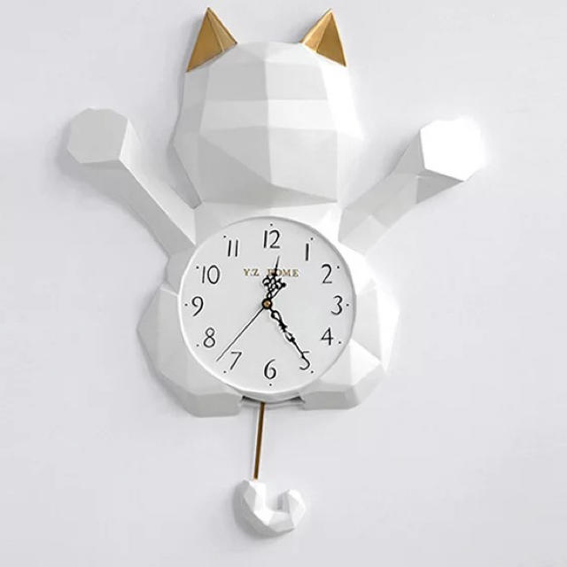 壁掛け時計 クロック かけ時計 ．掛け時計 猫柄 振り時計