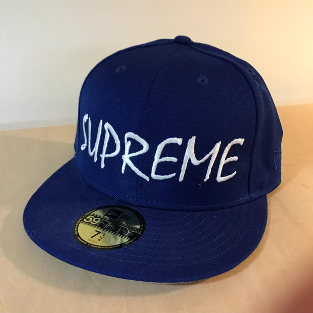 supreme ロゴ cap new era 青 シュプリーム