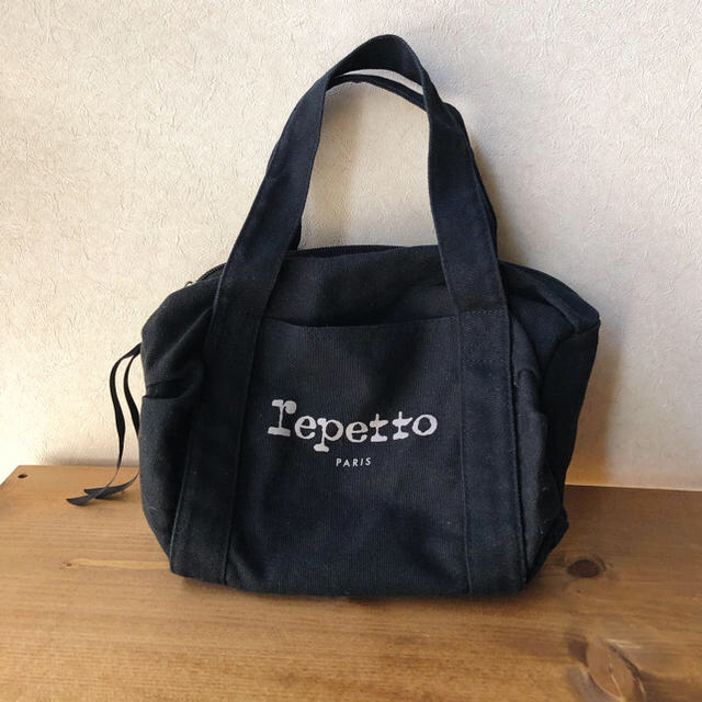 repetto(レペット)のrepetto レペット キャンバス地 バッグ チャック付き ブラック 黒 レディースのバッグ(トートバッグ)の商品写真