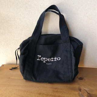 レペット(repetto)のrepetto レペット キャンバス地 バッグ チャック付き ブラック 黒(トートバッグ)