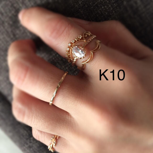大粒 天然石 デザインアームリング  K10  11号 レディースのアクセサリー(リング(指輪))の商品写真