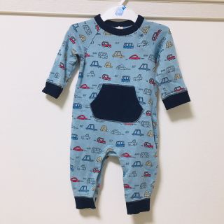 ベビーギャップ(babyGAP)の【約80%オフ】baby GAP 長袖ロンパース ブルー 車 ポケット付き(ロンパース)