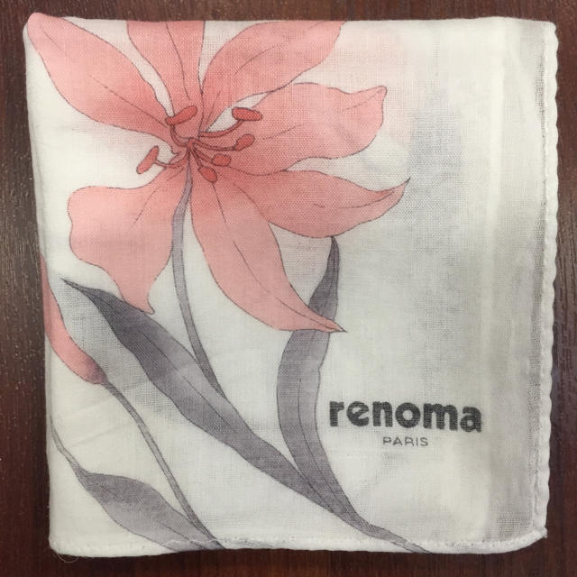 RENOMA(レノマ)のハンカチ★レノマ :ホワイト×ピンク レディースのファッション小物(ハンカチ)の商品写真