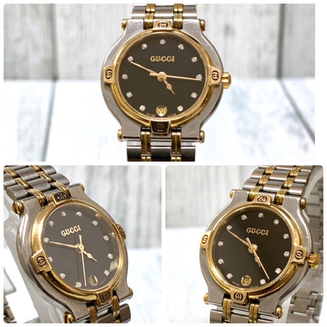 美品】GUCCI グッチ 9000L 腕時計 ゴールド 11P ダイヤ 美品】GUCCI グッチ 9000L 腕時計 ゴールド 11P ダイヤ